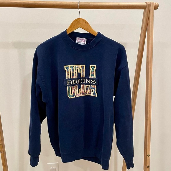 Vintage UCLA Bruins Embroidered Paisley Floral College Crewneck Sweatshirt - Picture 2 of 5